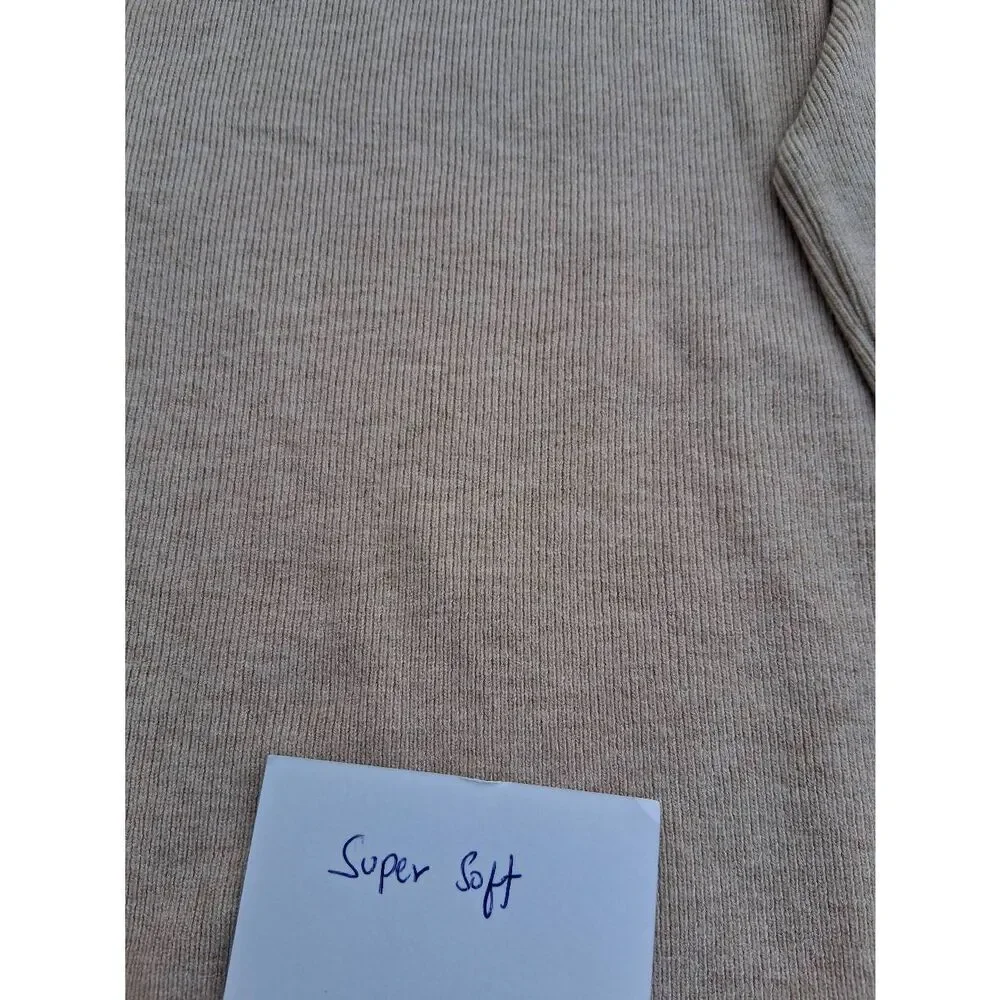 Easy clothes womens medium asymmetric off shoulder sweater tan nylon viscose